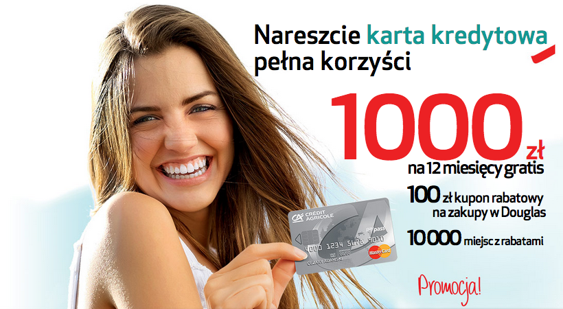 Karta kredytowa pełna korzyści w Credit Agricole 100 zł