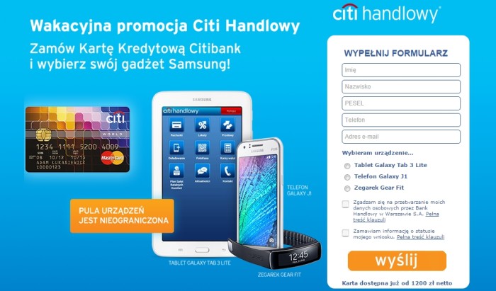 Citi Handlowy tablet smartfon lub zegarek od Citibank za
