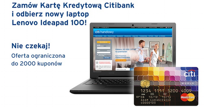 Citibank karta World MasterCard Laptop Lenovo Ideapad 100 15.6