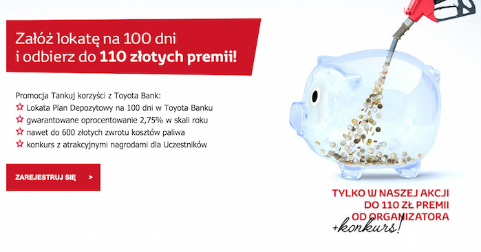 Toyota Bank Agora Akcja z lokata 110 zl