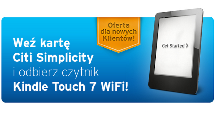 Citibank czytnik Kindle Touch 7 za karte Simplicity