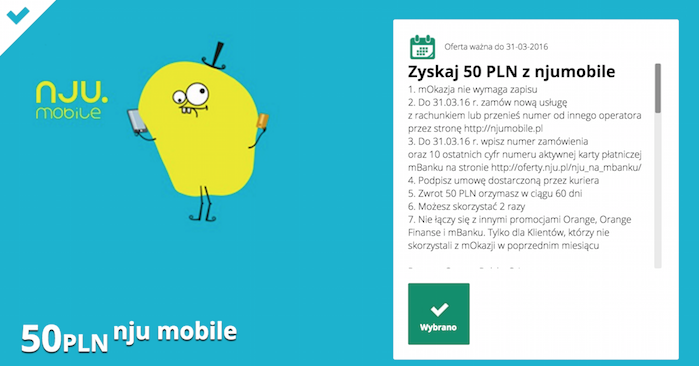 mBank mOkazja nju mobile marzec 2016