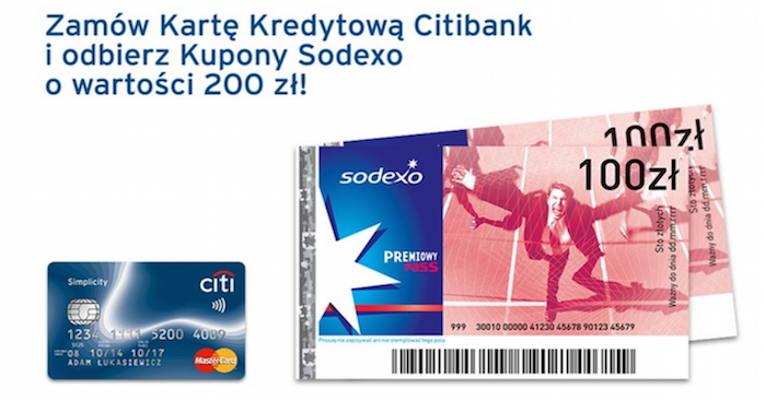 Citibank Groupon bon Sodexo 200 zl