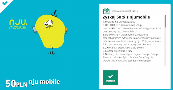 mBank mOkazja nju mobile kwiecie 2016