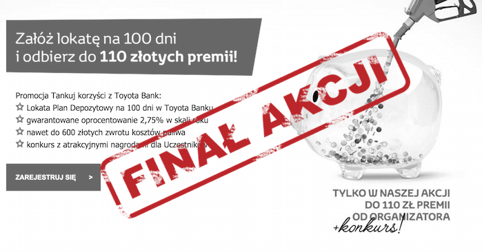 Uczestniku promocji "Tankuj korzyści z Toyota Bank" 110